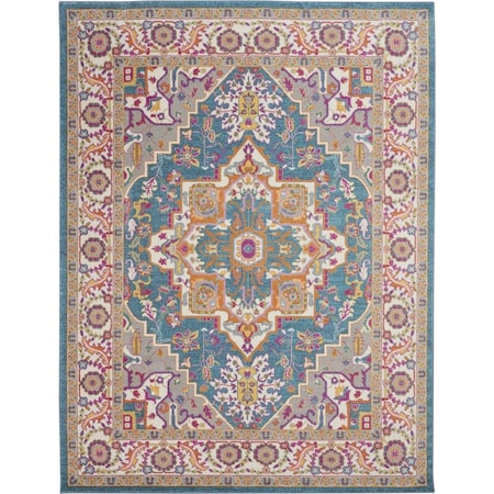 Homeroots 7 x 10 ft. Teal & Pink Medallion Area Rug 385504